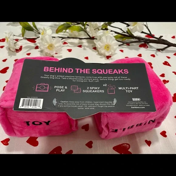 NWT Bark Box Gnawty Dog Dice Dog Toy - Valentine’s Day Dog Toy Squeaky 🎲 💕 - Picture 5 of 6